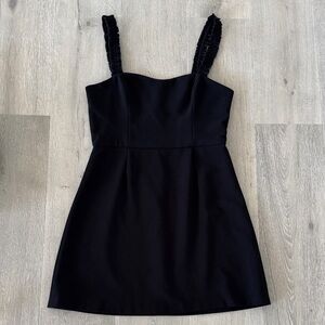 French Connection Black Mini Dress with Ruffled Straps